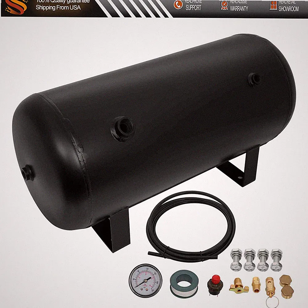 5 Gallon 8 Ports Air Horn Compressor W/ Air Gauge Switch For Car Truck Air Tank
