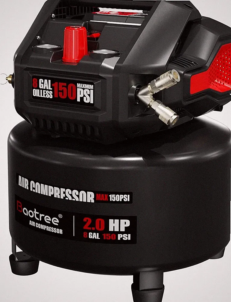 8 Gallon Portable Ultra Quiet Oil Free Air Compressor Tank 150PSI 2HP Motor