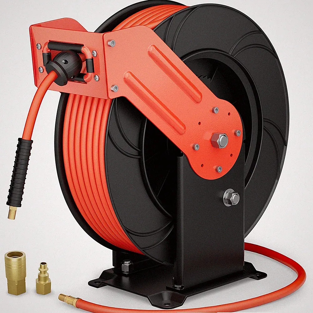 Air Hose Reel 65 Ft Retractablel, 3/8 in x 65 Ft Hybrid Hose Air Compressor