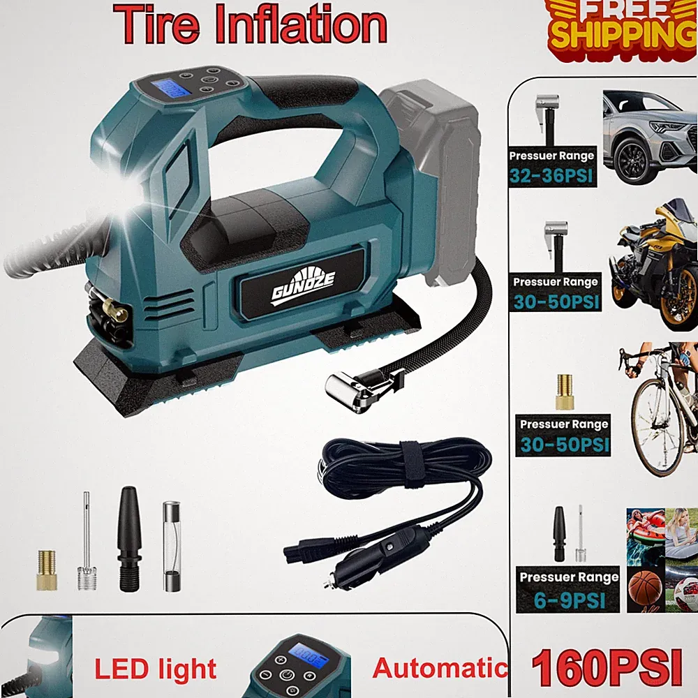 Cordless Tire Inflator Air Compressor for Makita 18V Battery, 160PSI, Air Pump