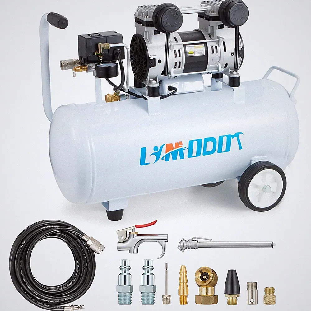 Quiet Air Compressor, Only 68dB, 8 Gallon Steel 8 gallon with accessory kit