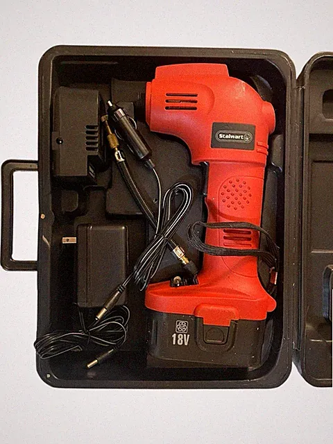 Stalwart 18V Cordless Air Compressor With Charging Adapter And Extension Tube